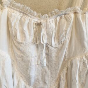 White boohoo corset boho dress